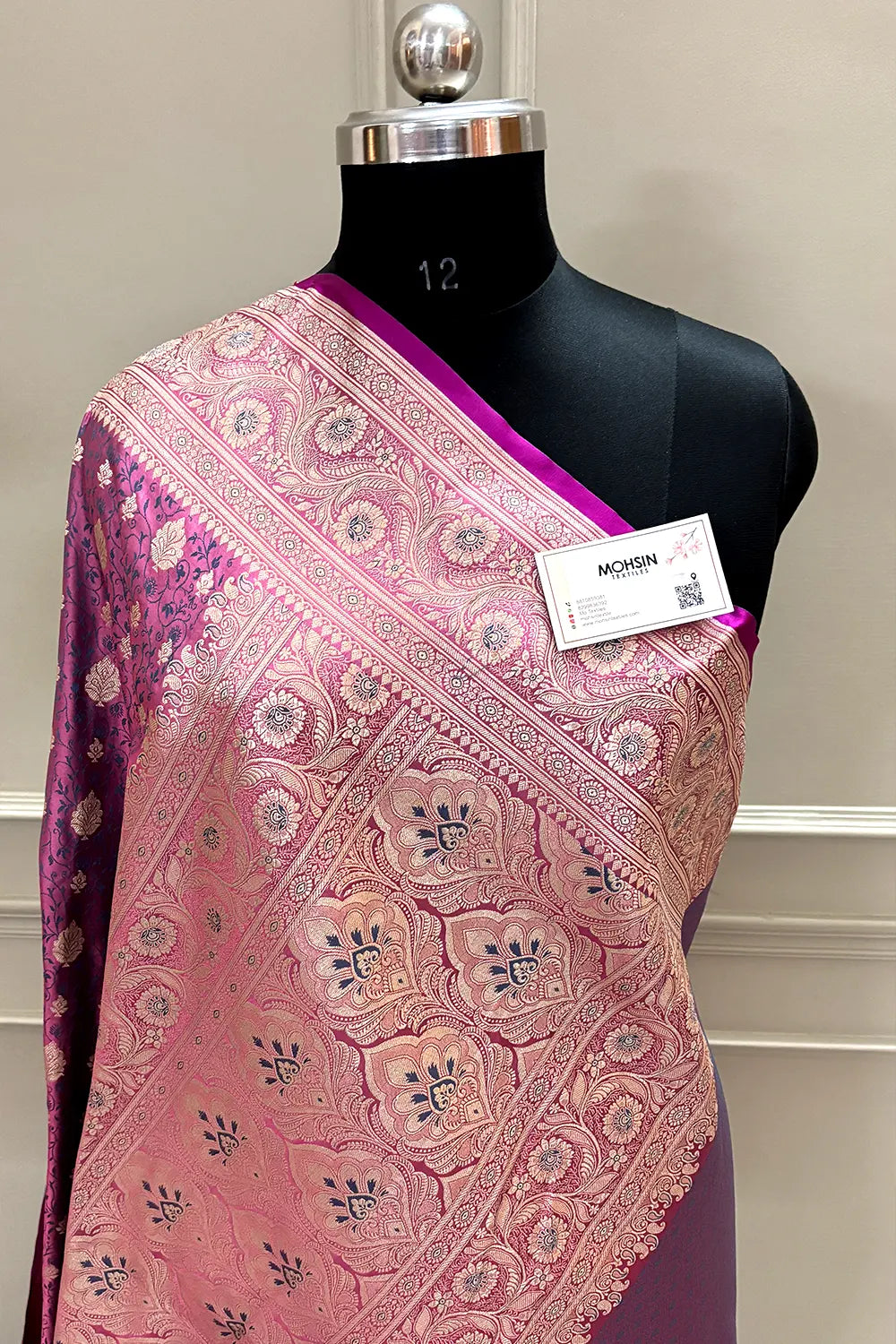 Purple Wine Chunni Munni Buti Katan Silk Banarasi Saree