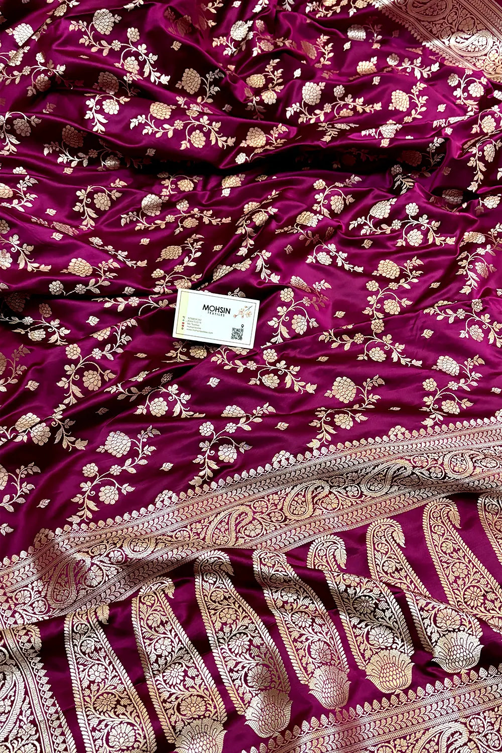 Purple Wine Nafis Jaal Katan Silk Banarasi Saree