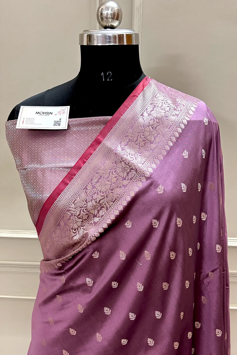 Purple Wine Zari Banarasi Silk Saree
