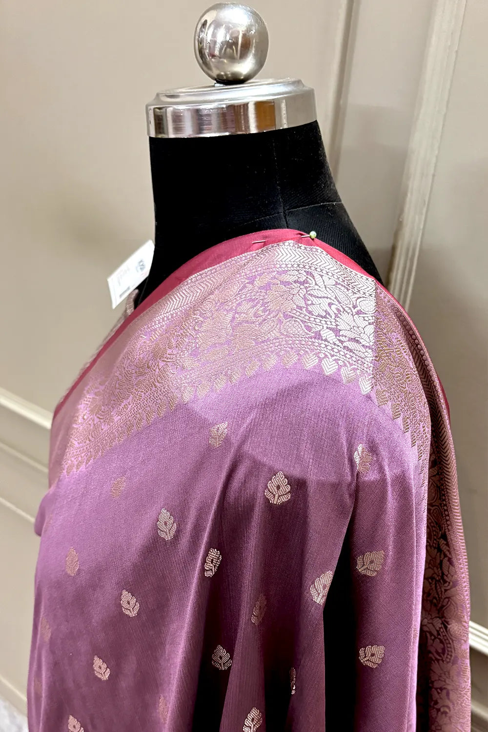 Purple Wine Zari Banarasi Silk Saree