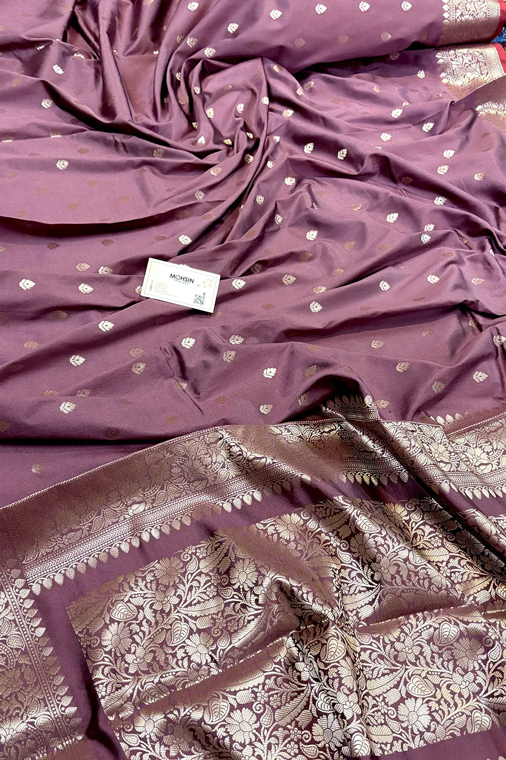 Purple Wine Zari Banarasi Silk Saree