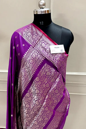 Purple Zari Banarasi Silk Saree