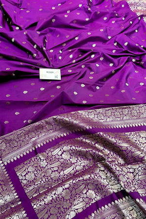 Purple Zari Banarasi Silk Saree