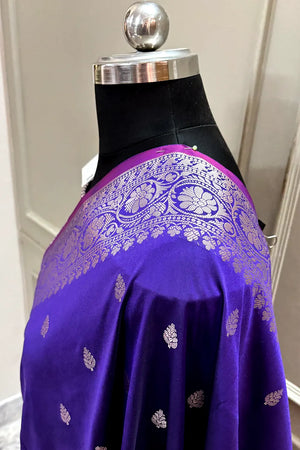 Purple Zari Banarasi Silk Saree
