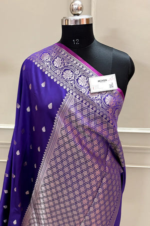Purple Zari Banarasi Silk Saree