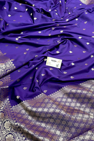 Purple Zari Banarasi Silk Saree