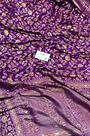Purple Zari Banarasi Silk Saree