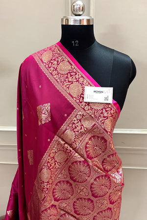 Pink Zari Banarasi Silk Saree