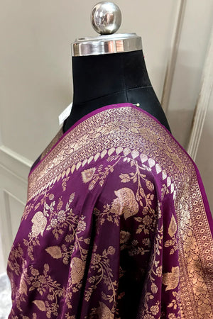 Purple Zari Banarasi Silk Saree