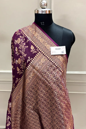 Purple Zari Banarasi Silk Saree