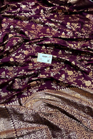 Purple Zari Banarasi Silk Saree
