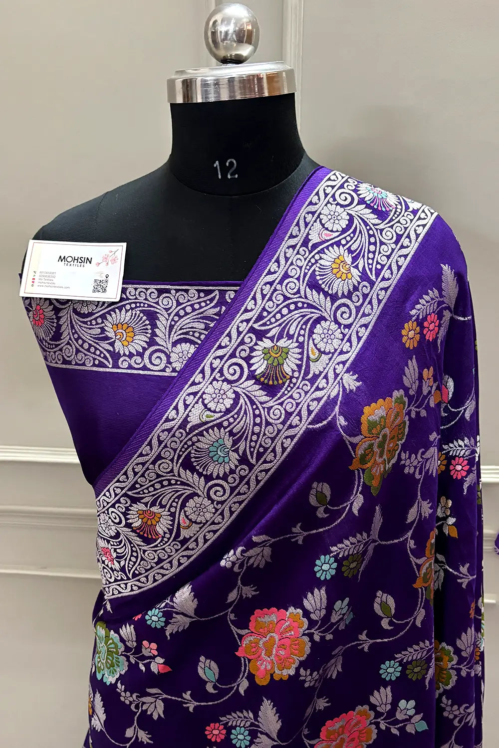 Purple Zari Tussar Georgette Silk Banarasi Saree