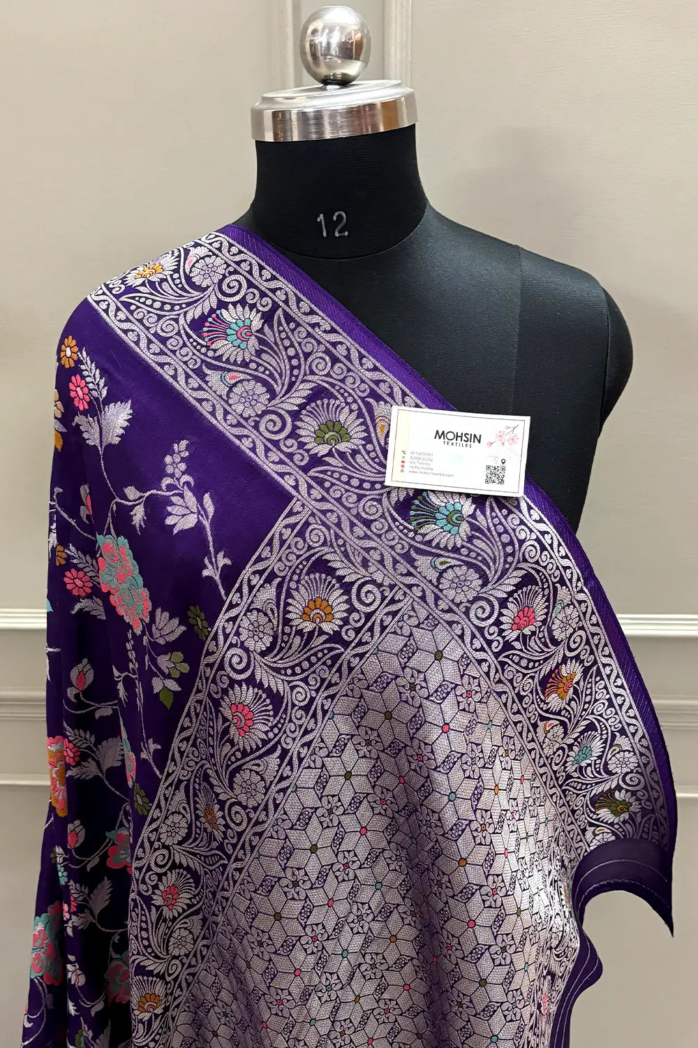 Purple Zari Tussar Georgette Silk Banarasi Saree