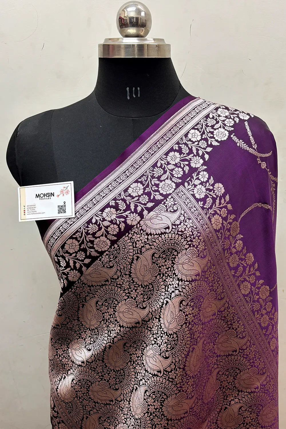 Purple Zari Katan Mashru Silk Banarasi Saree