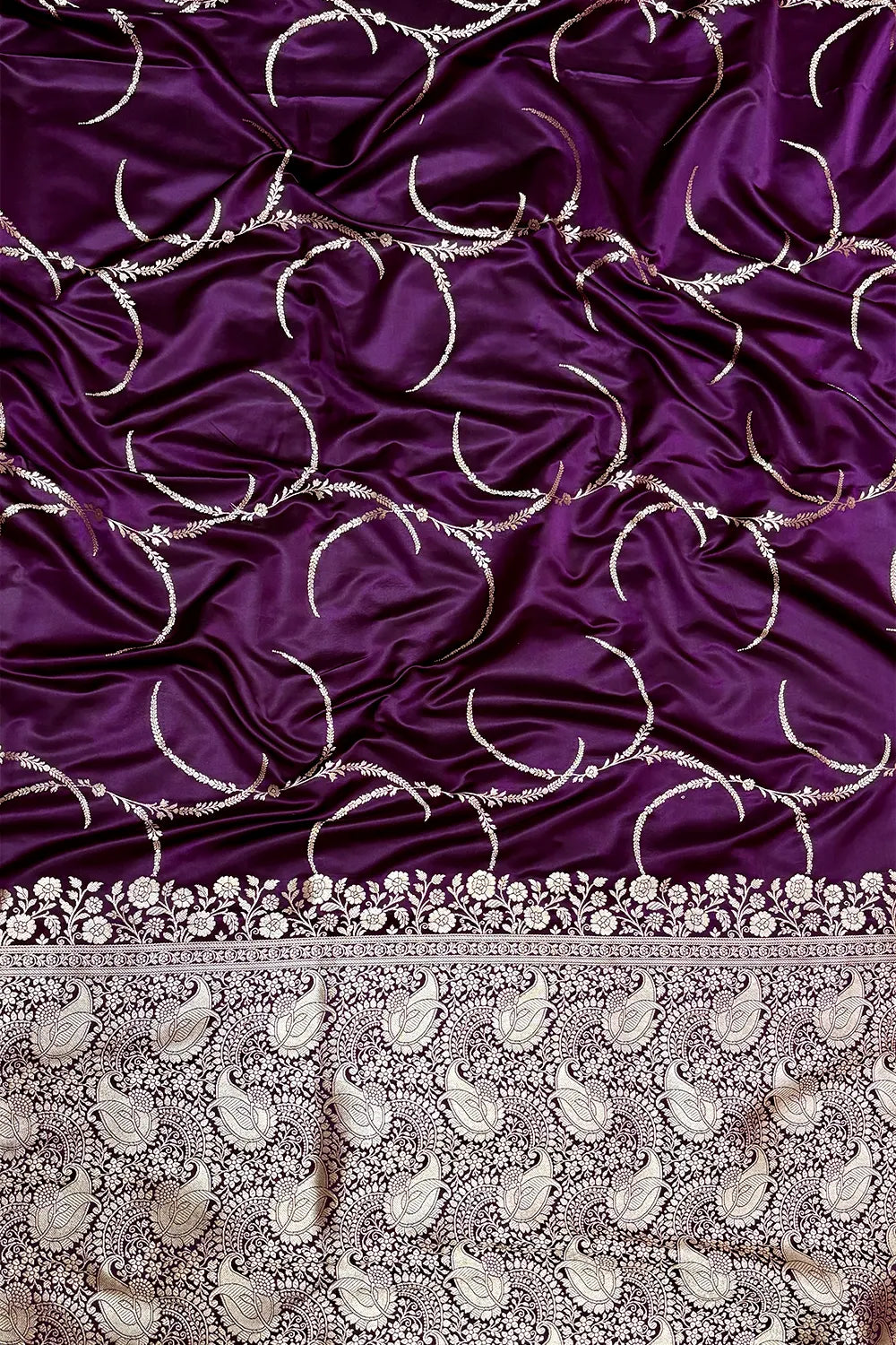 Purple Zari Katan Mashru Silk Banarasi Saree