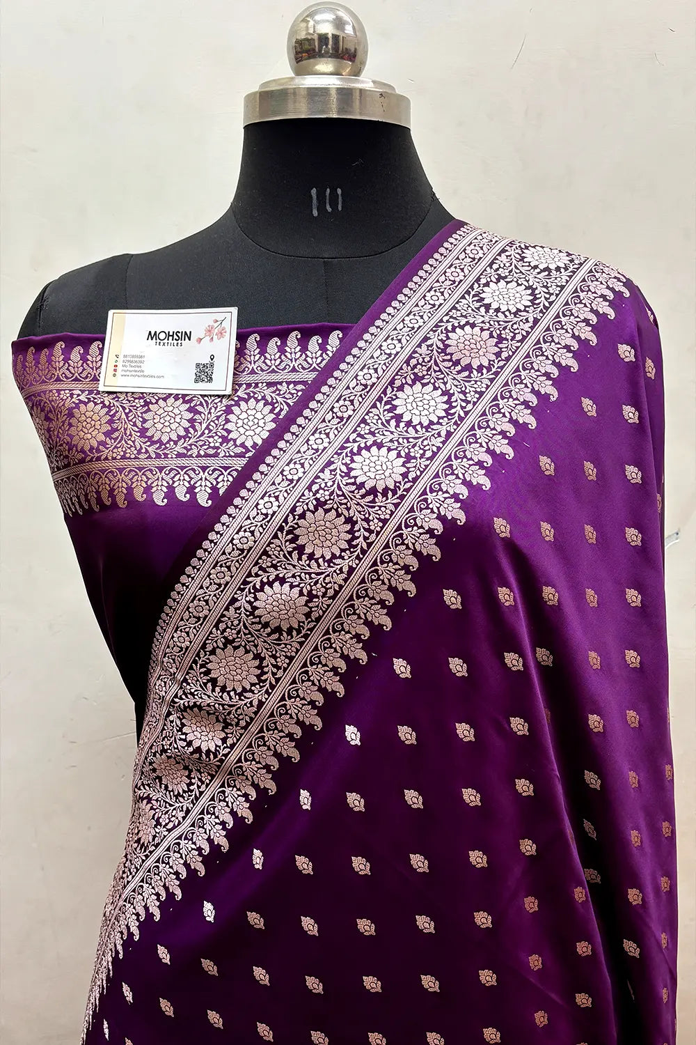 Purple Zari Katan Mashru Silk Banarasi Saree