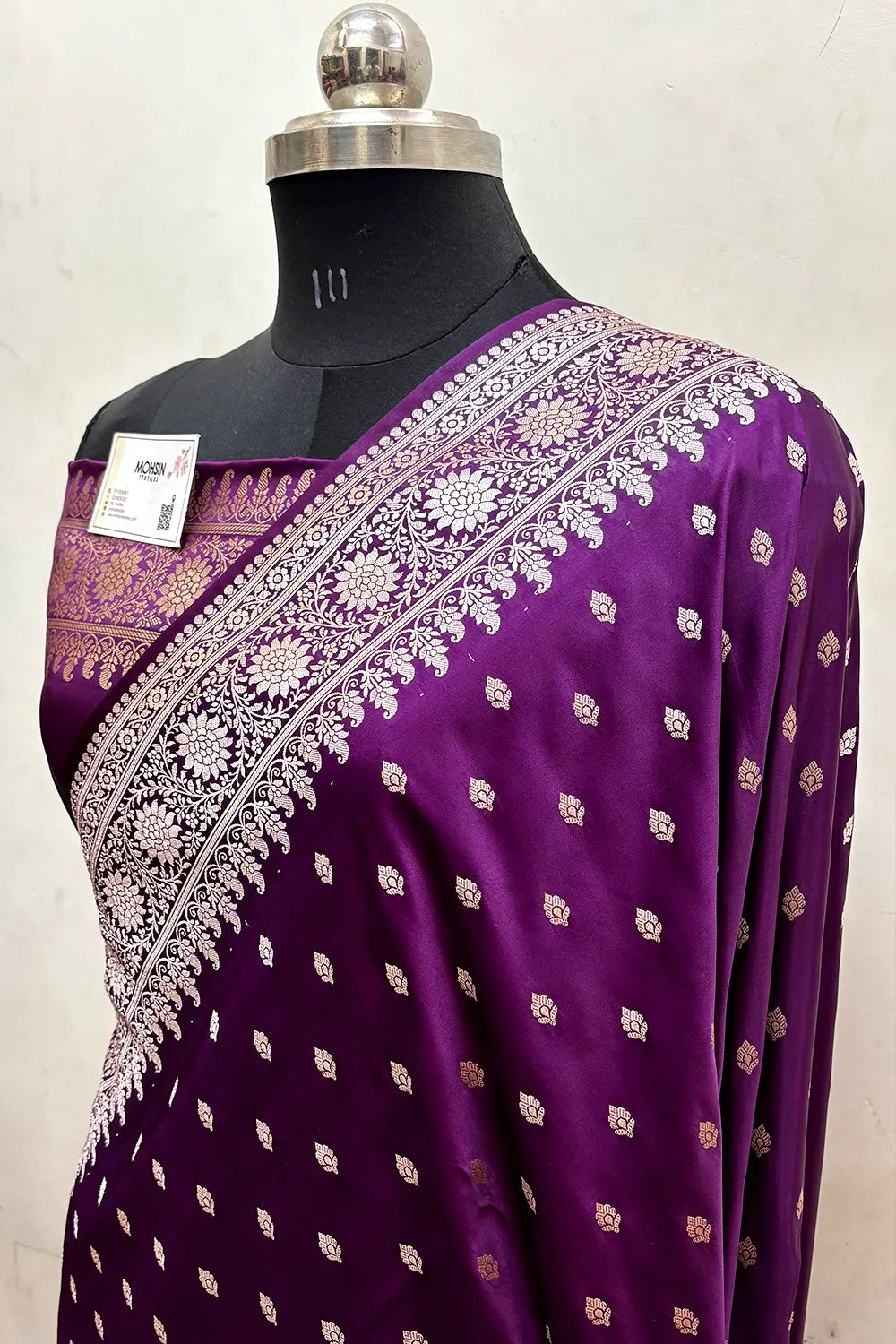 Purple Zari Katan Mashru Silk Banarasi Saree