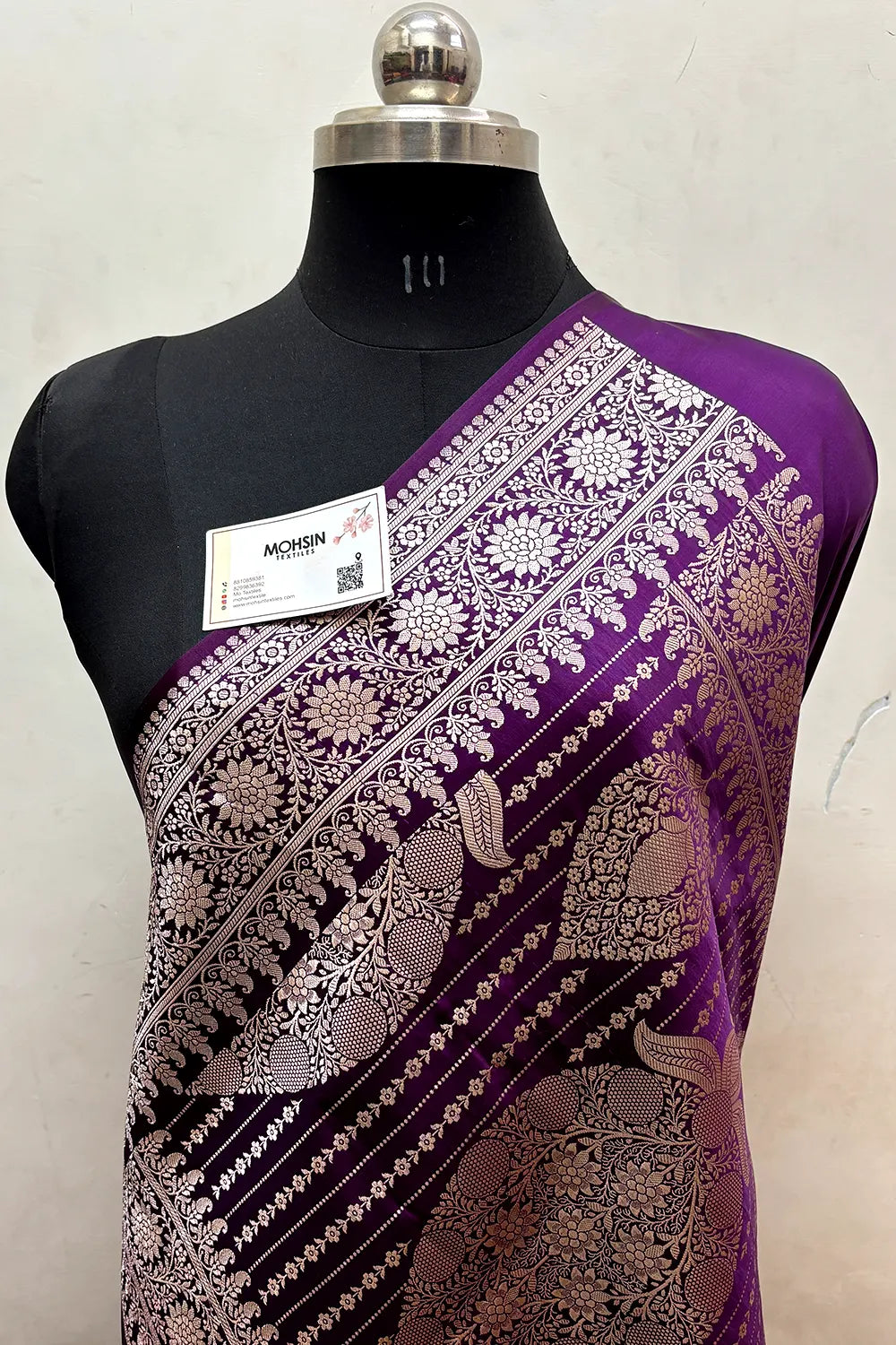 Purple Zari Katan Mashru Silk Banarasi Saree