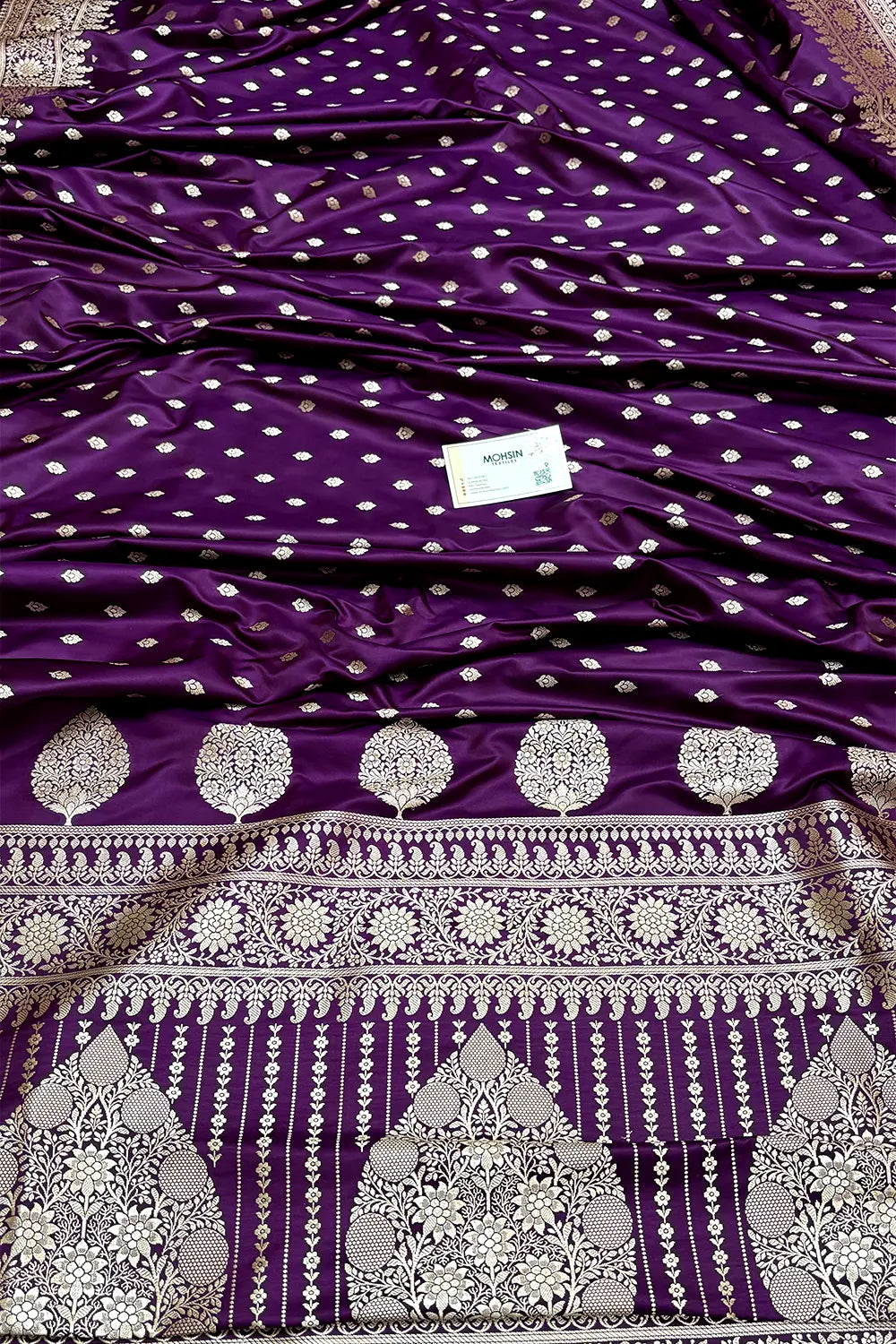 Purple Zari Katan Mashru Silk Banarasi Saree