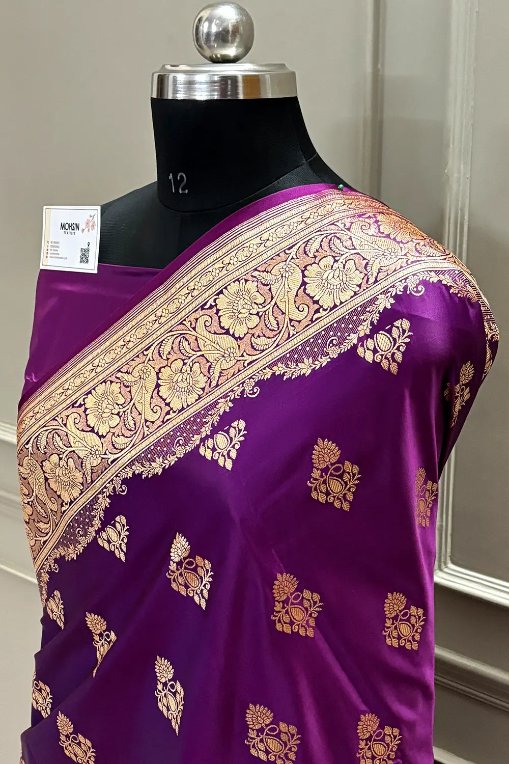 Purple  Zari Katan Satin Silk Banarasi Saree