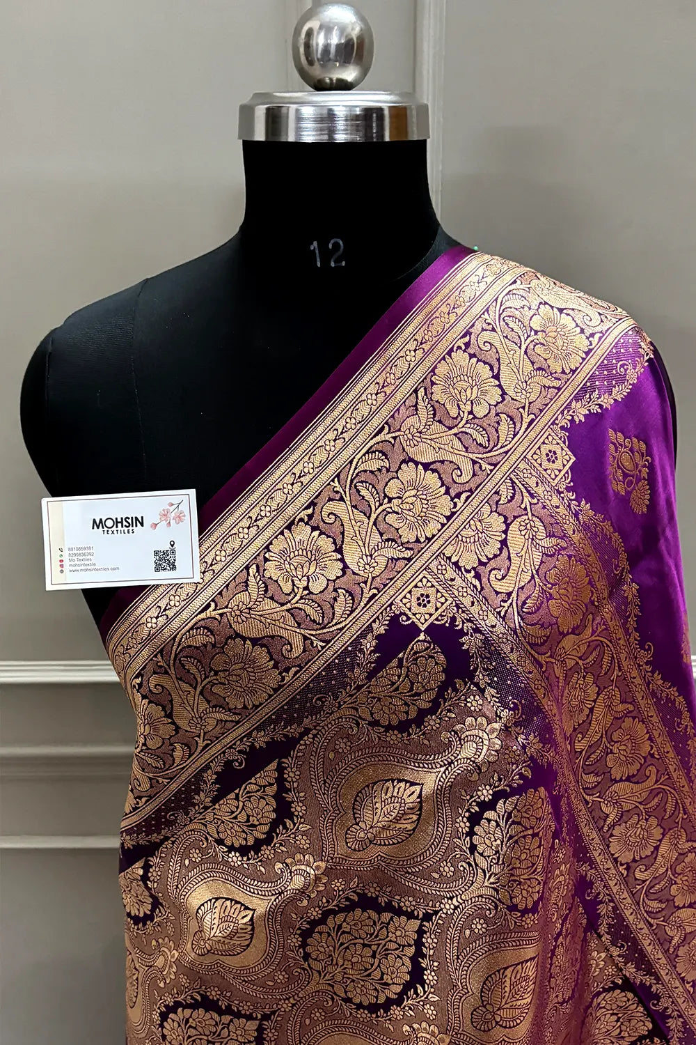 Purple  Zari Katan Satin Silk Banarasi Saree