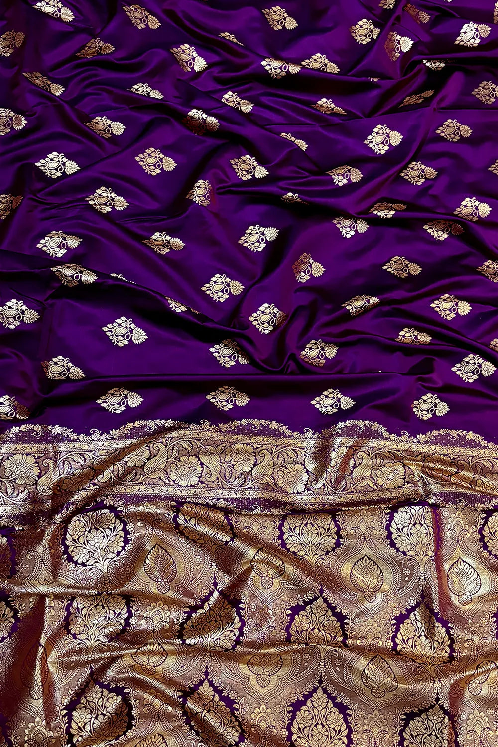 Purple  Zari Katan Satin Silk Banarasi Saree