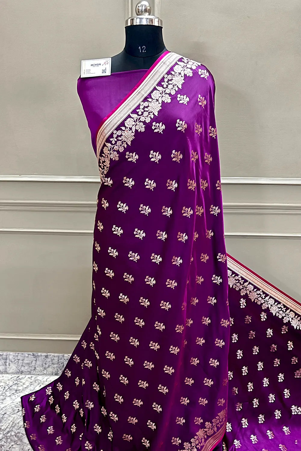 Purple Zari Katan Silk Banarasi Saree