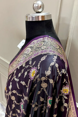 Purple Zari Katan Silk Banarasi Saree