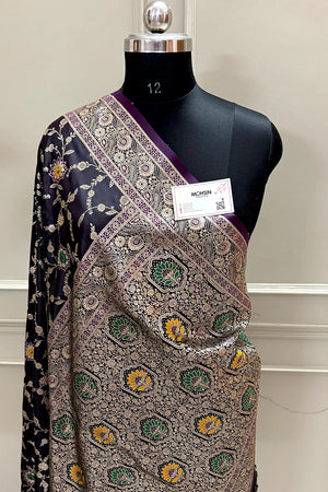 Purple Zari Katan Silk Banarasi Saree