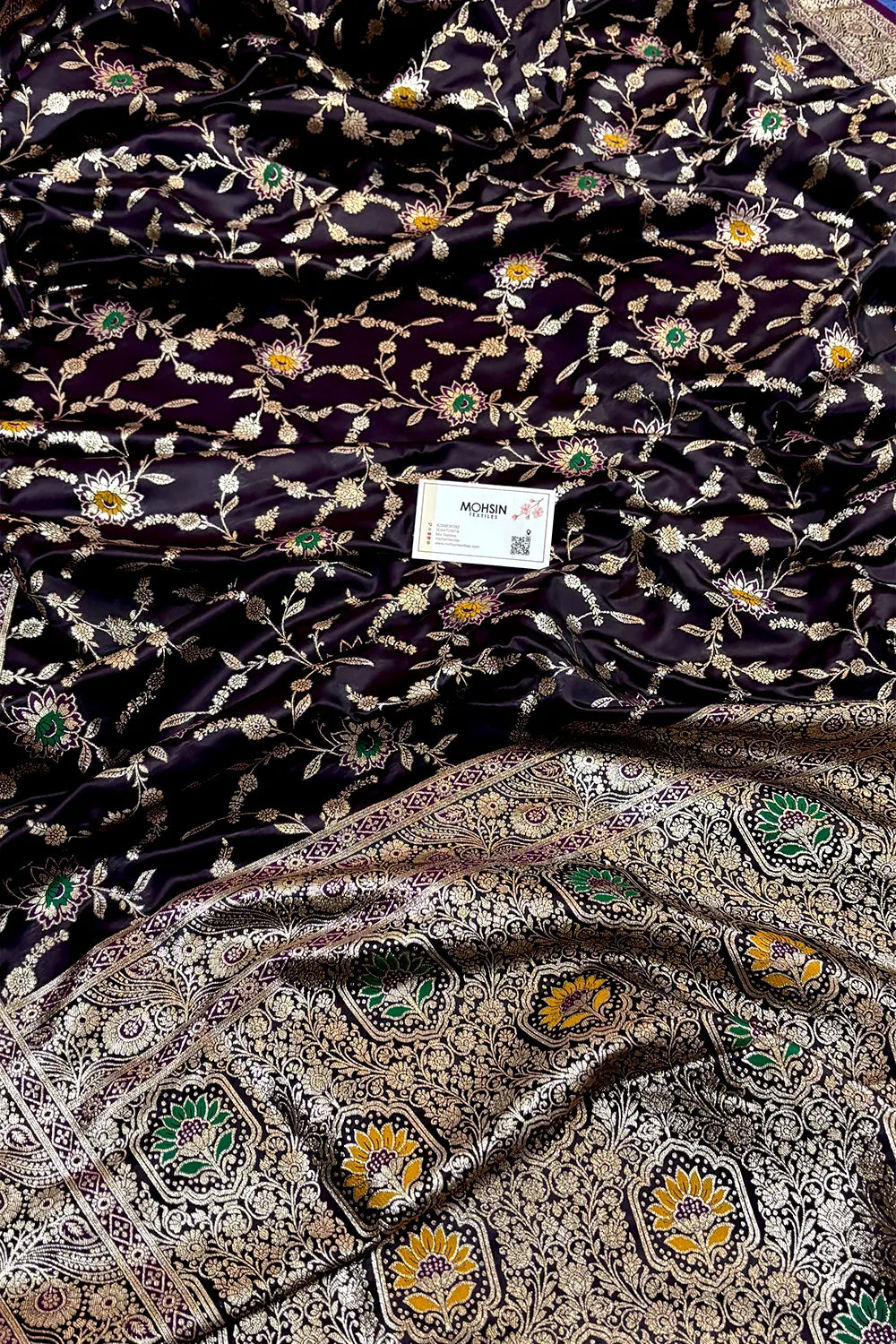 Purple Zari Katan Silk Banarasi Saree