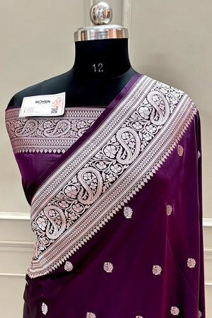 Purple Zari Katan Silk Banarasi Saree