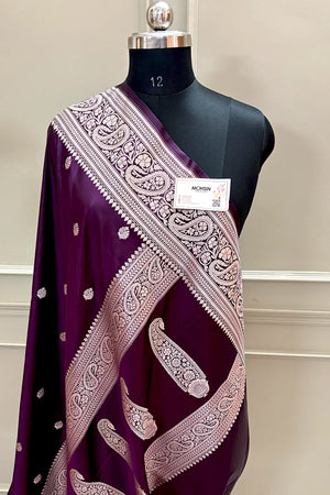 Purple Zari Katan Silk Banarasi Saree
