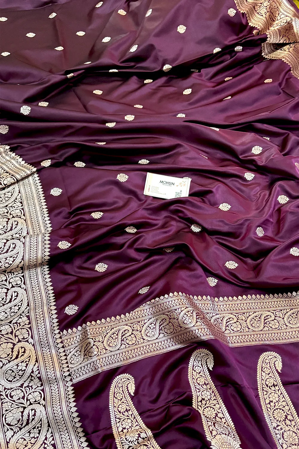 Purple Zari Katan Silk Banarasi Saree