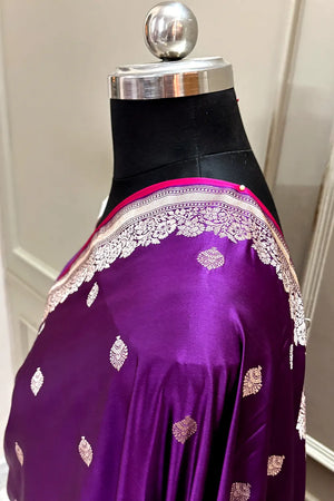 Purple Zari Katan Silk Banarasi Saree