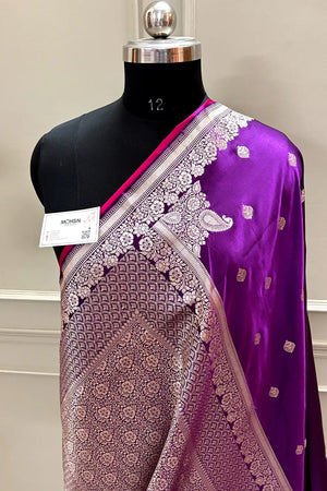 Purple Zari Katan Silk Banarasi Saree