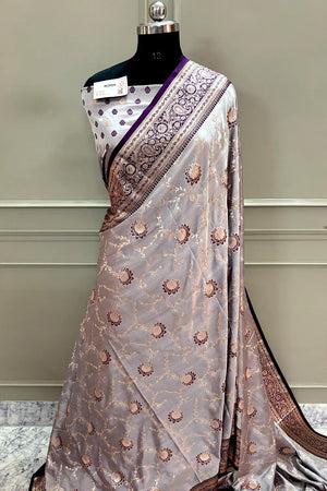 Purple Zari Katan Silk Banarasi Saree
