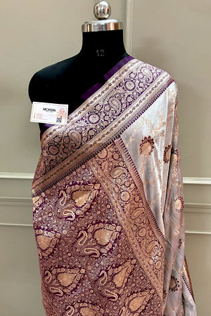 Purple Zari Katan Silk Banarasi Saree