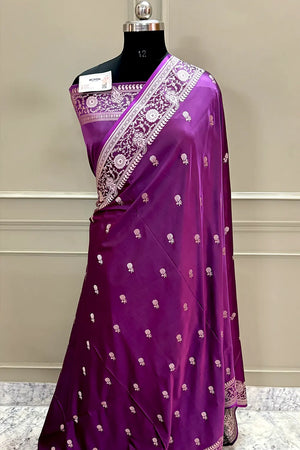 Purple Zari Katan Silk Banarasi Saree