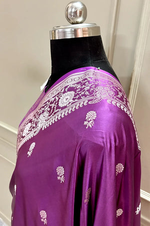 Purple Zari Katan Silk Banarasi Saree