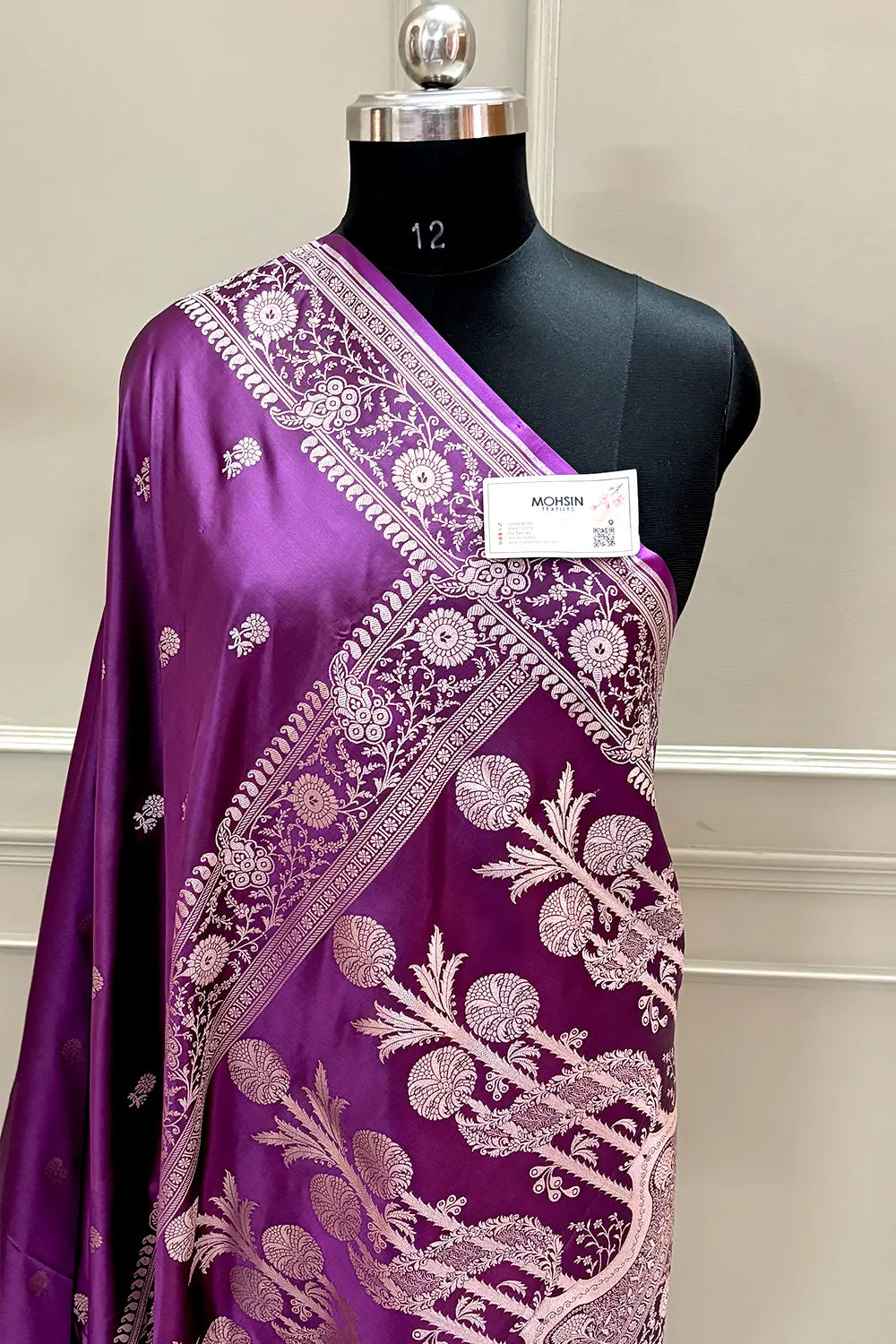 Purple Zari Katan Silk Banarasi Saree
