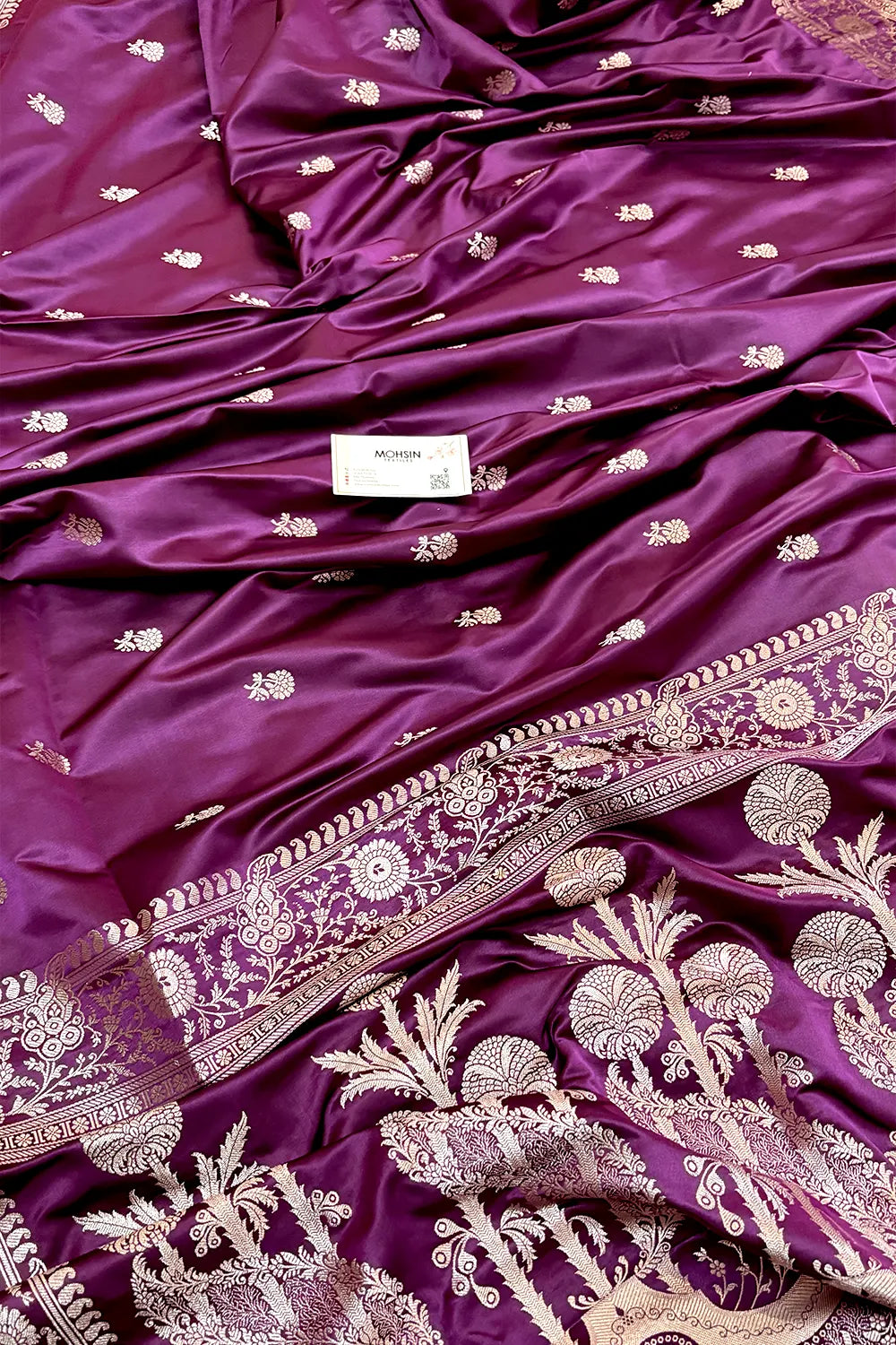 Purple Zari Katan Silk Banarasi Saree