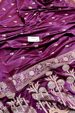Purple Zari Katan Silk Banarasi Saree
