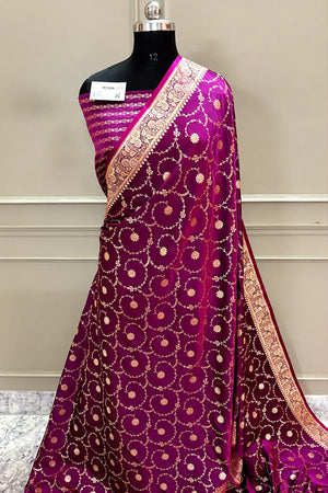 Purple Zari Katan Silk Banarasi Saree