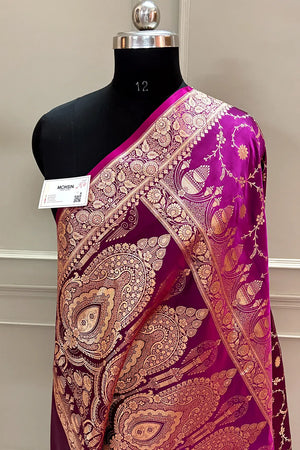 Purple Zari Katan Silk Banarasi Saree