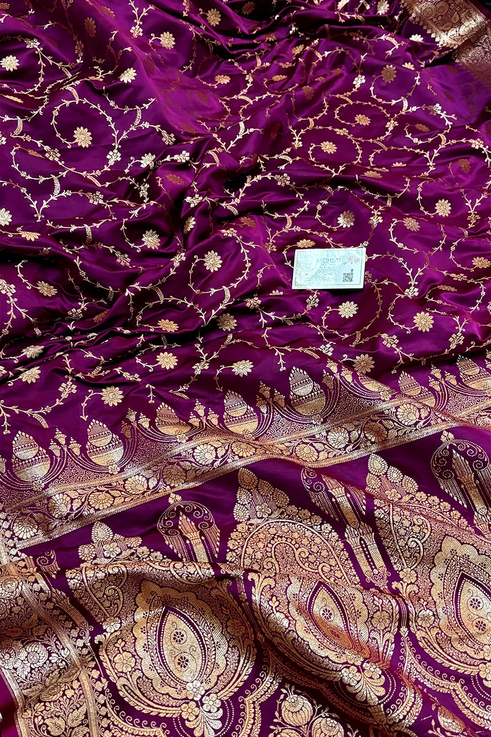 Purple Zari Katan Silk Banarasi Saree
