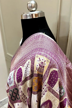Purple Zari Katan Silk Banarasi Saree