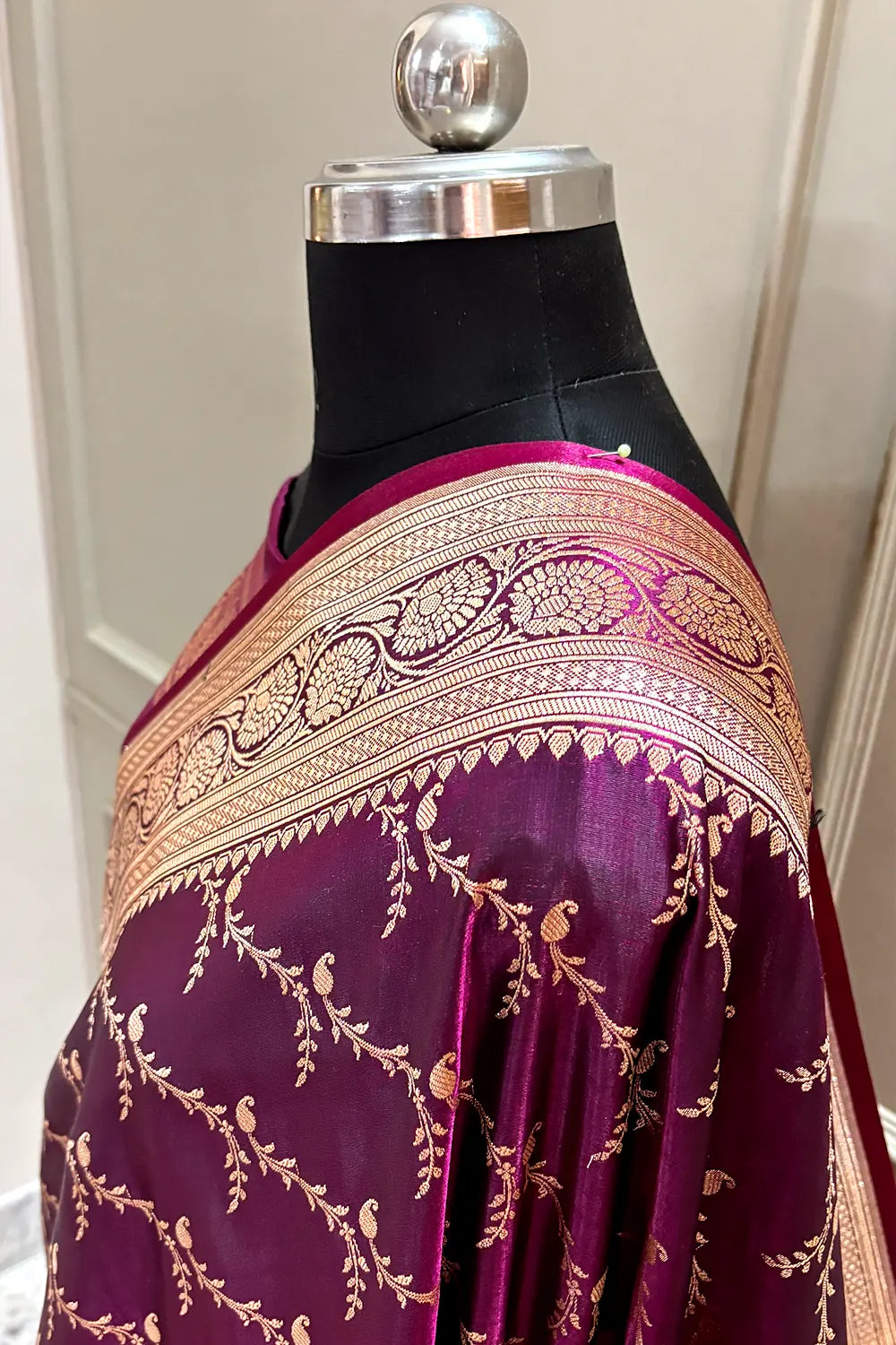 Purple Zari Katan Silk Banarasi Saree