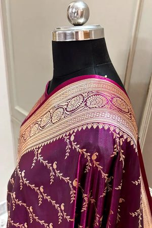 Purple Zari Katan Silk Banarasi Saree