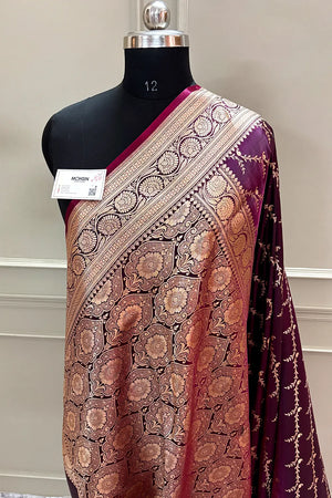 Purple Zari Katan Silk Banarasi Saree