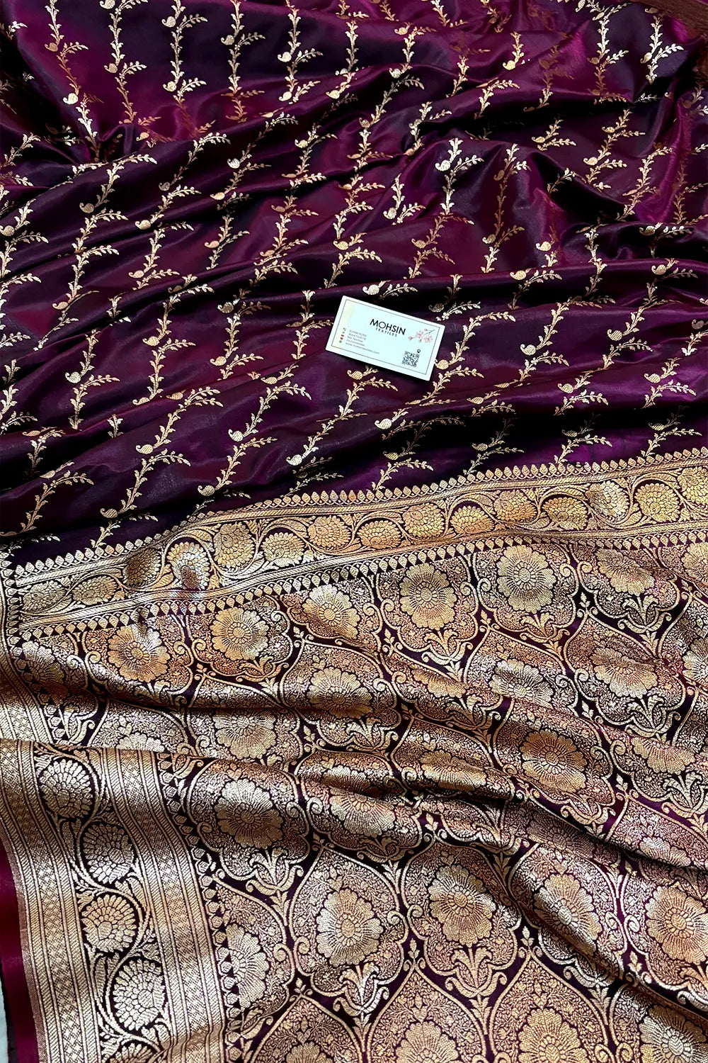 Purple Zari Katan Silk Banarasi Saree